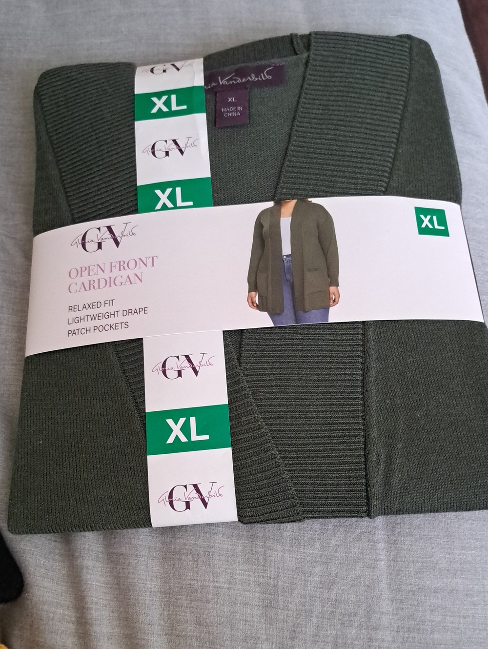 Full-Size Open Front Cardigan Sweater - Women's XL, Olive Green
